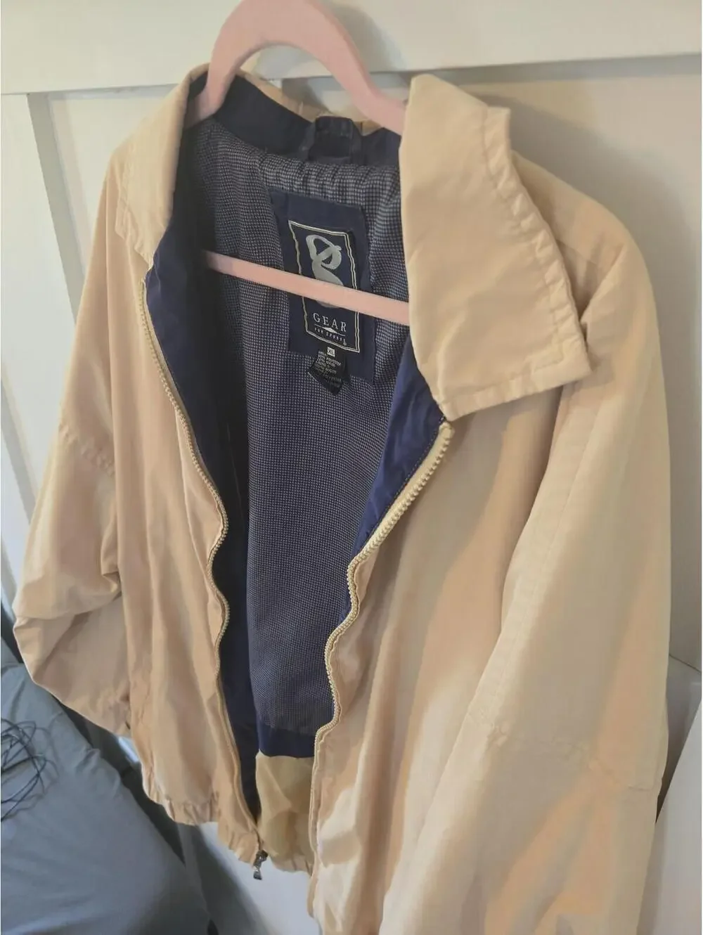 Vintage Gear For Sports Men's XL Windbreaker Jacket Khaki Navy - Picture 3 of 6